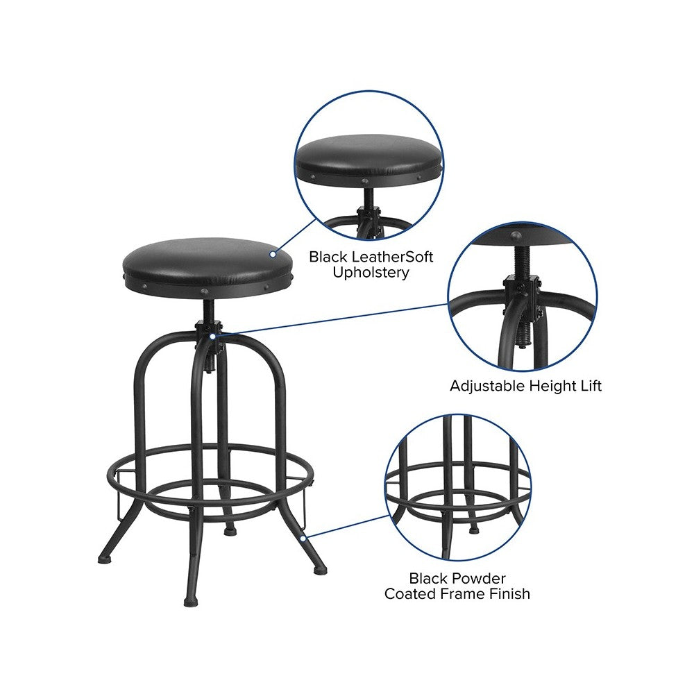 30'' Barstool with Swivel Lift Black LeatherSoft Seat