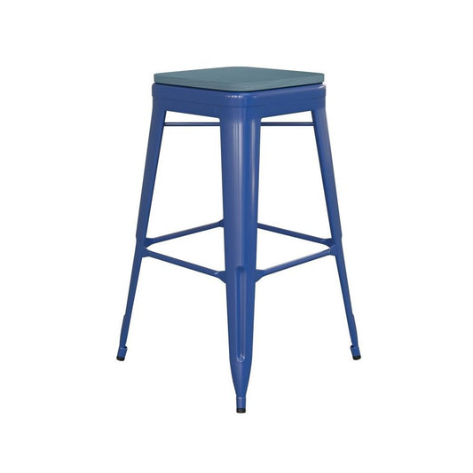 30" Blue Stool-Teal Blue Seat