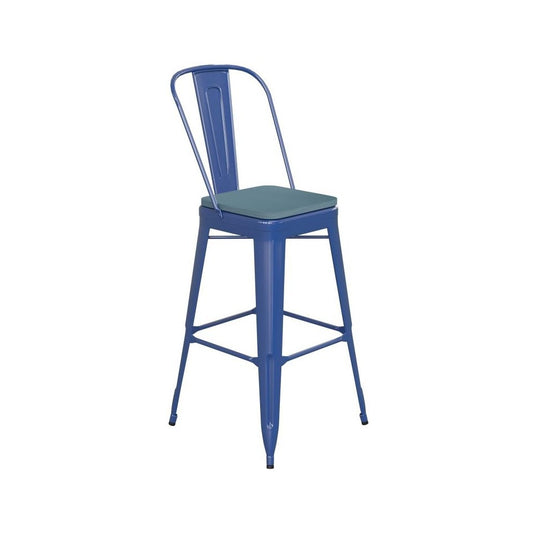 30" Blue Stool-Teal Seat