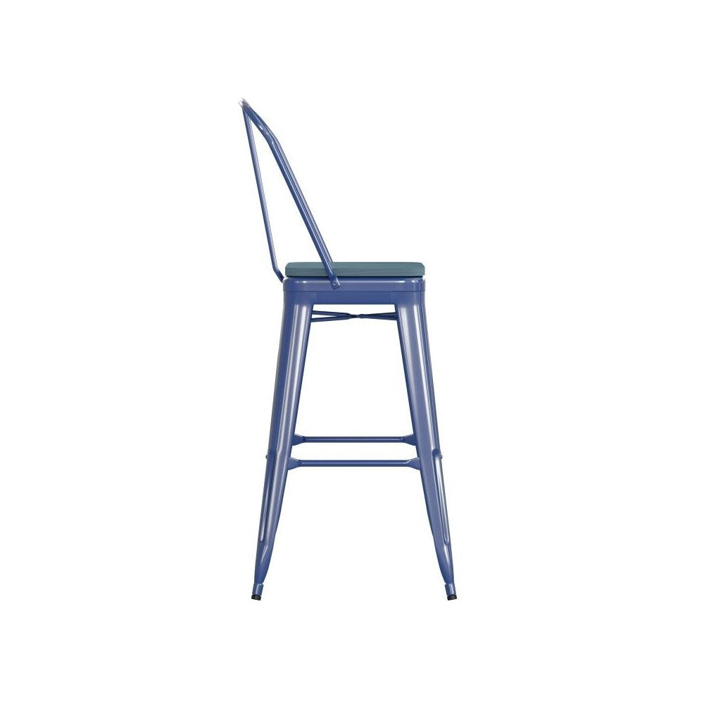 30" Blue Stool-Teal Seat