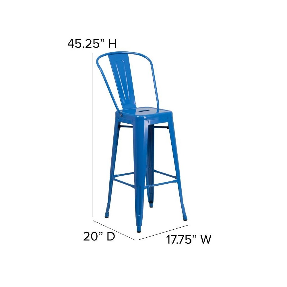 30" Blue Stool-Teal Seat