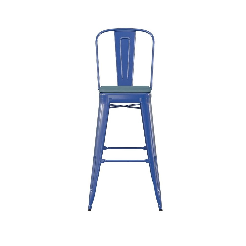 30" Blue Stool-Teal Seat