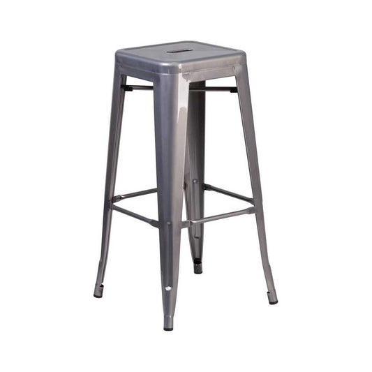 30'' High Backless Clear Coated Metal Indoor Barstool with Square Seat