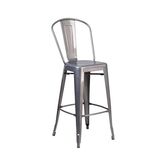 30'' High Clear Coated Indoor Barstool with Back