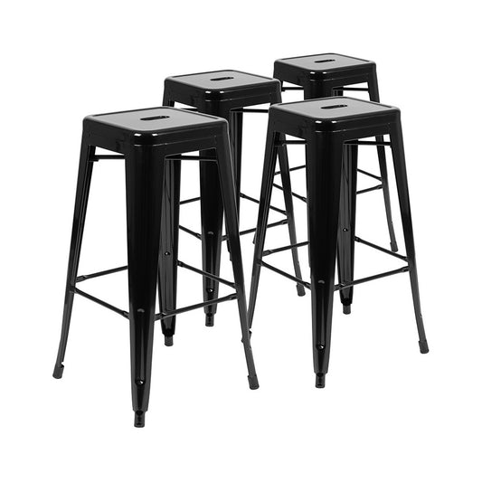 30" High Metal Indoor Bar Stool in Black - Stackable Set of 4