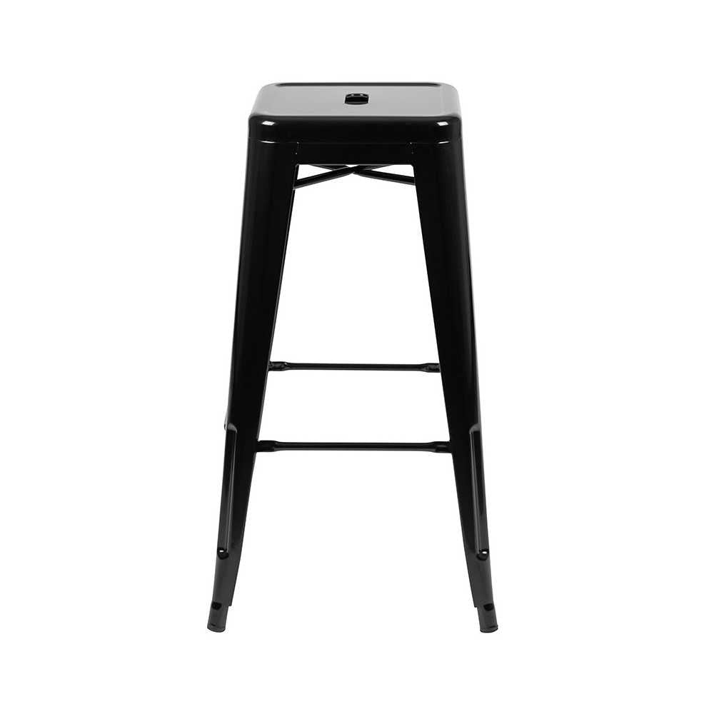 30" High Metal Indoor Bar Stool in Black - Stackable Set of 4