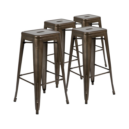30" High Metal Indoor Bar Stool in Gun Metal Gray - Stackable Set of 4