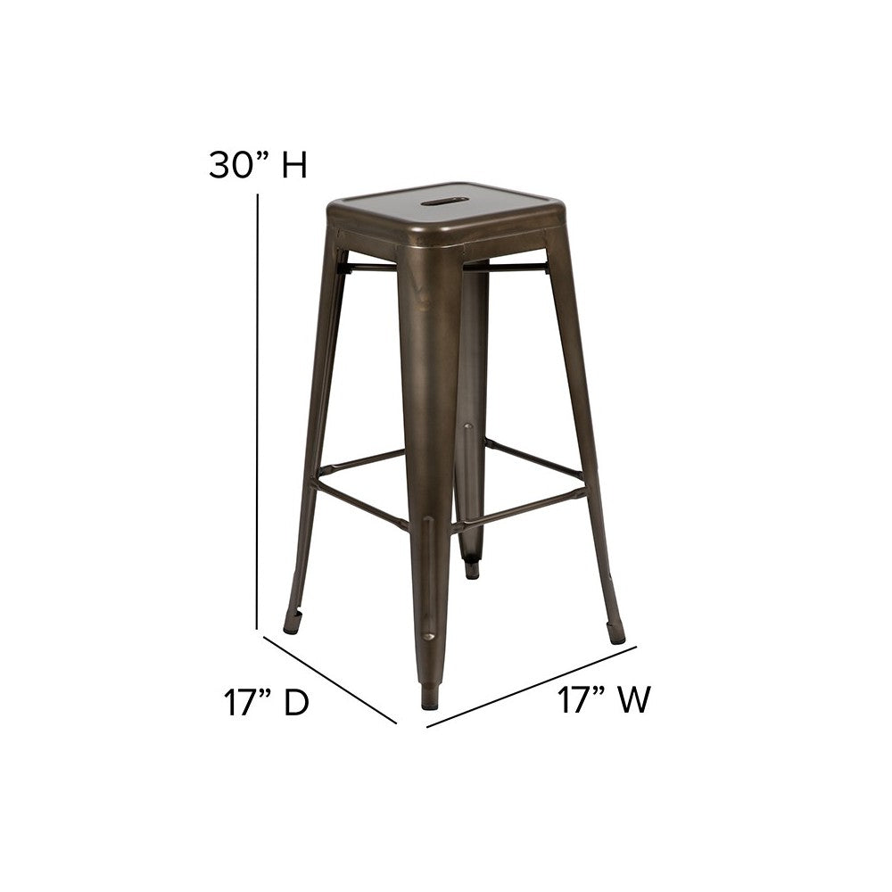30" High Metal Indoor Bar Stool in Gun Metal Gray - Stackable Set of 4