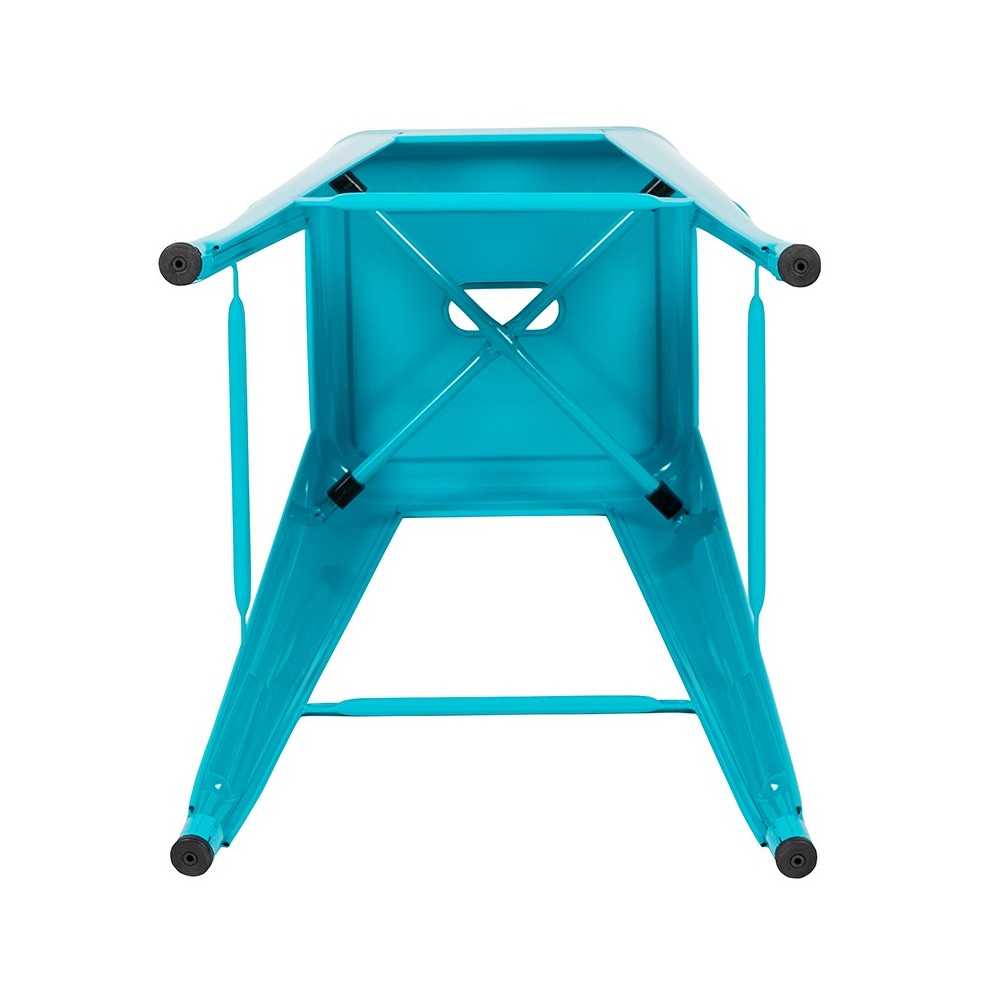 30" High Metal Indoor Bar Stool in Teal - Stackable Set of 4