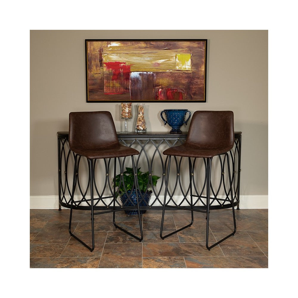 30 inch LeatherSoft Bar Height Barstools in Dark Brown, Set of 2