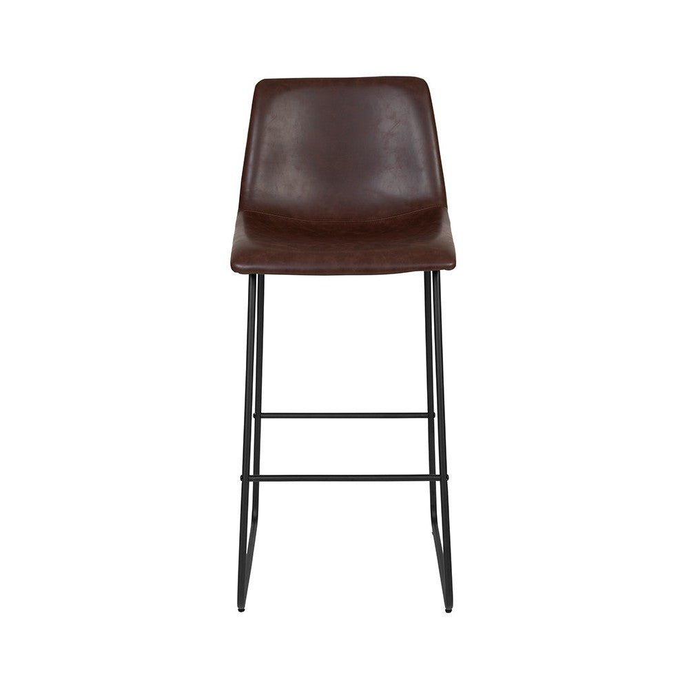 30 inch LeatherSoft Bar Height Barstools in Dark Brown, Set of 2