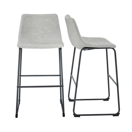 30" Industrial Faux Leather Barstools, Set of 2 - Gray