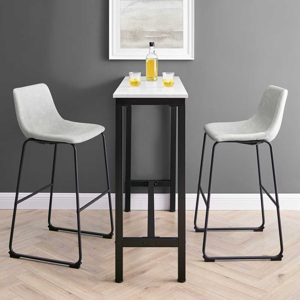 30" Industrial Faux Leather Barstools, Set of 2 - Gray