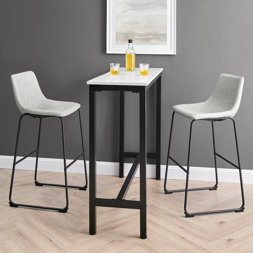 30" Industrial Faux Leather Barstools, Set of 2 - Gray