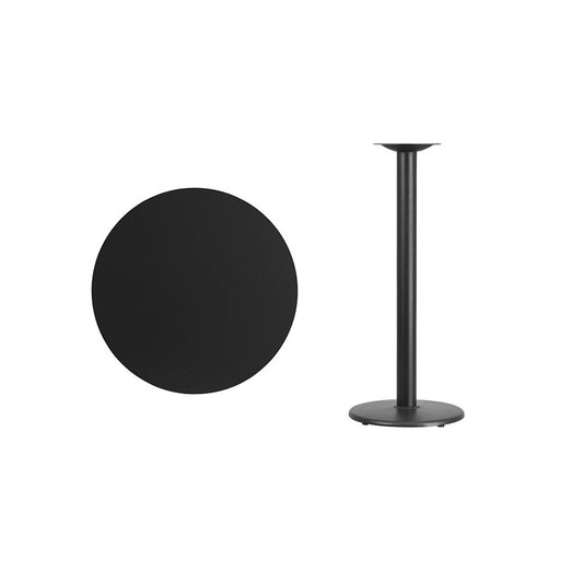 30'' Round Black Laminate Table Top with 18'' Round Bar Height Table Base