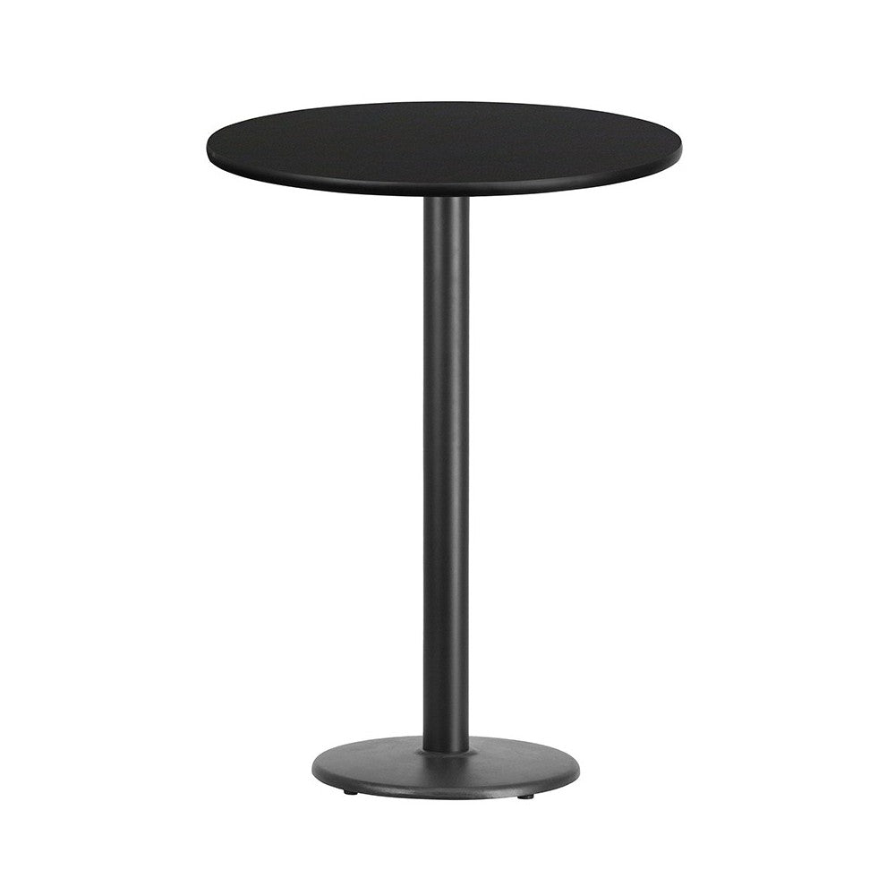 30'' Round Black Laminate Table Top with 18'' Round Bar Height Table Base