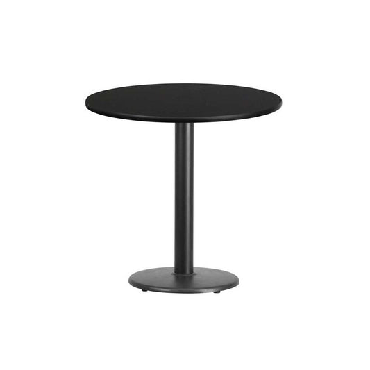 30'' Round Black Laminate Table Top with 18'' Round Table Height Base