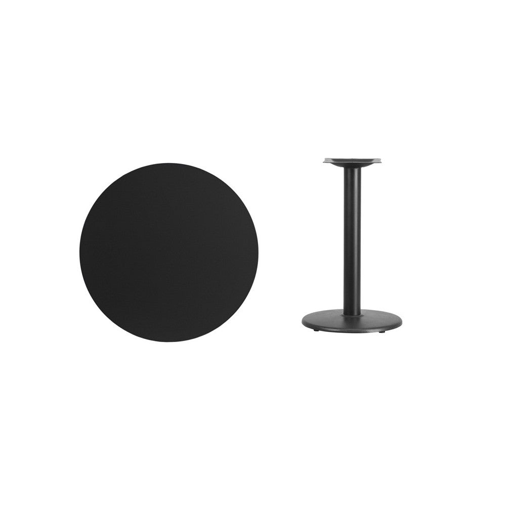 30'' Round Black Laminate Table Top with 18'' Round Table Height Base