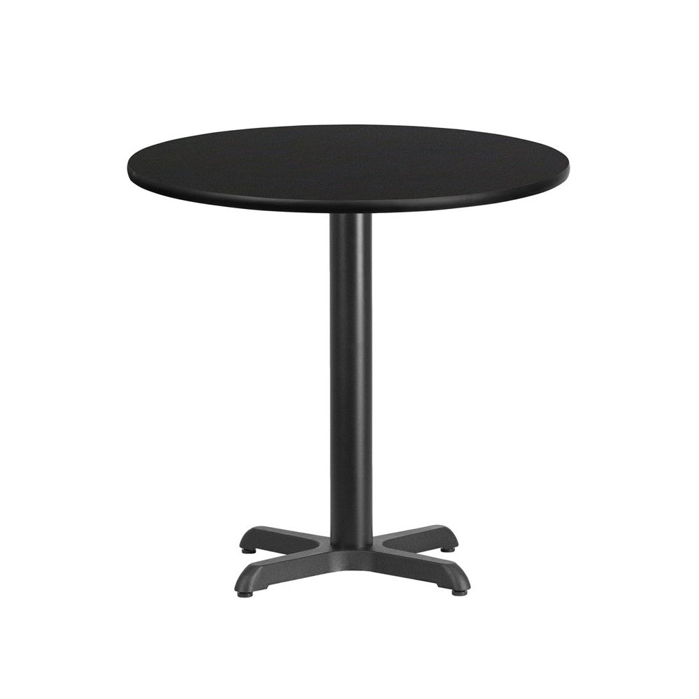 30'' Round Black Laminate Table Top with 22'' x 22'' Table Height Base