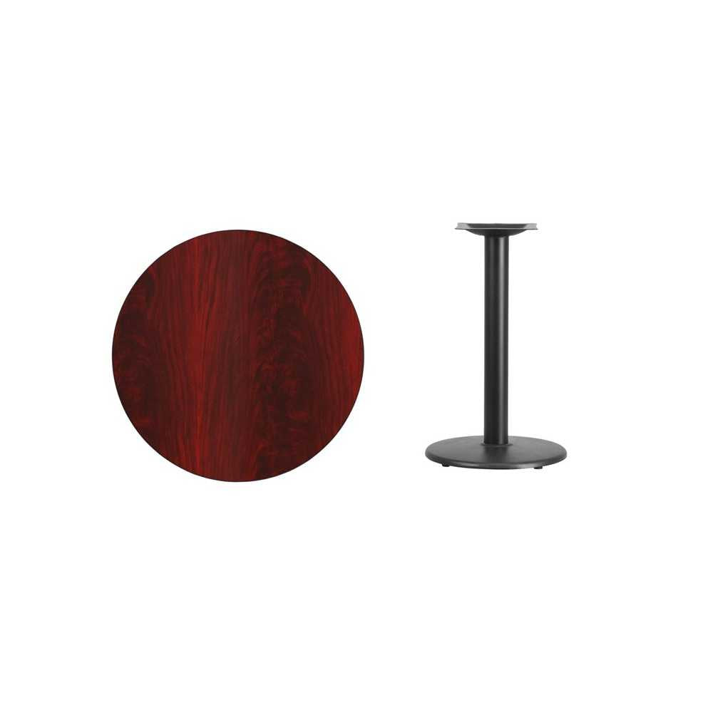 30'' Round Mahogany Laminate Table Top with 18'' Round Table Height Base