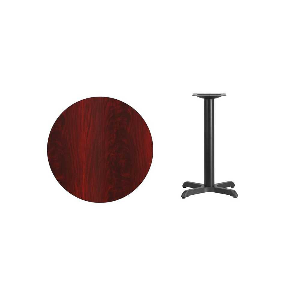 30'' Round Mahogany Laminate Table Top with 22'' x 22'' Table Height Base