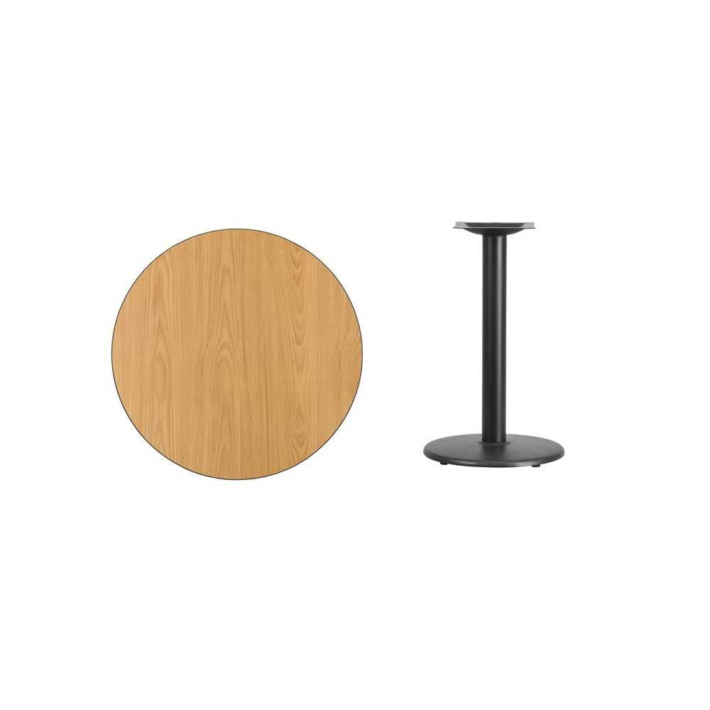 30'' Round Natural Laminate Table Top with 18'' Round Table Height Base