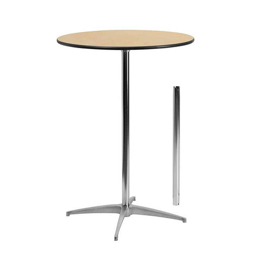 30'' Round Wood Cocktail Table with 30'' and 42'' Columns