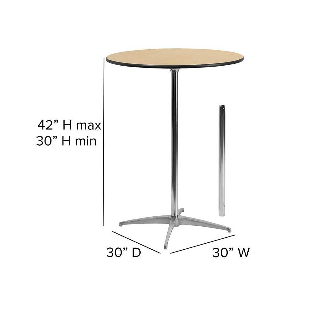 30'' Round Wood Cocktail Table with 30'' and 42'' Columns