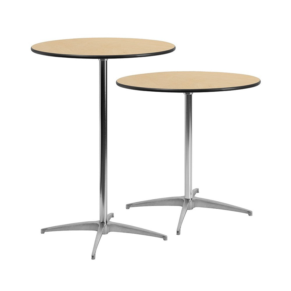 30'' Round Wood Cocktail Table with 30'' and 42'' Columns