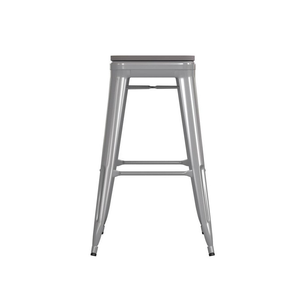 30" Silver Stool-Gray Seat