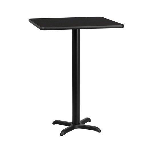 30'' Square Black Laminate Table Top with 22'' x 22'' Bar Height Table Base