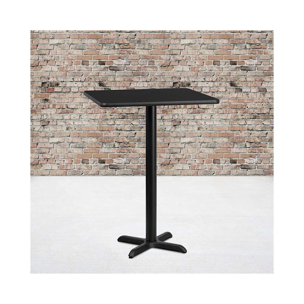 30'' Square Black Laminate Table Top with 22'' x 22'' Bar Height Table Base