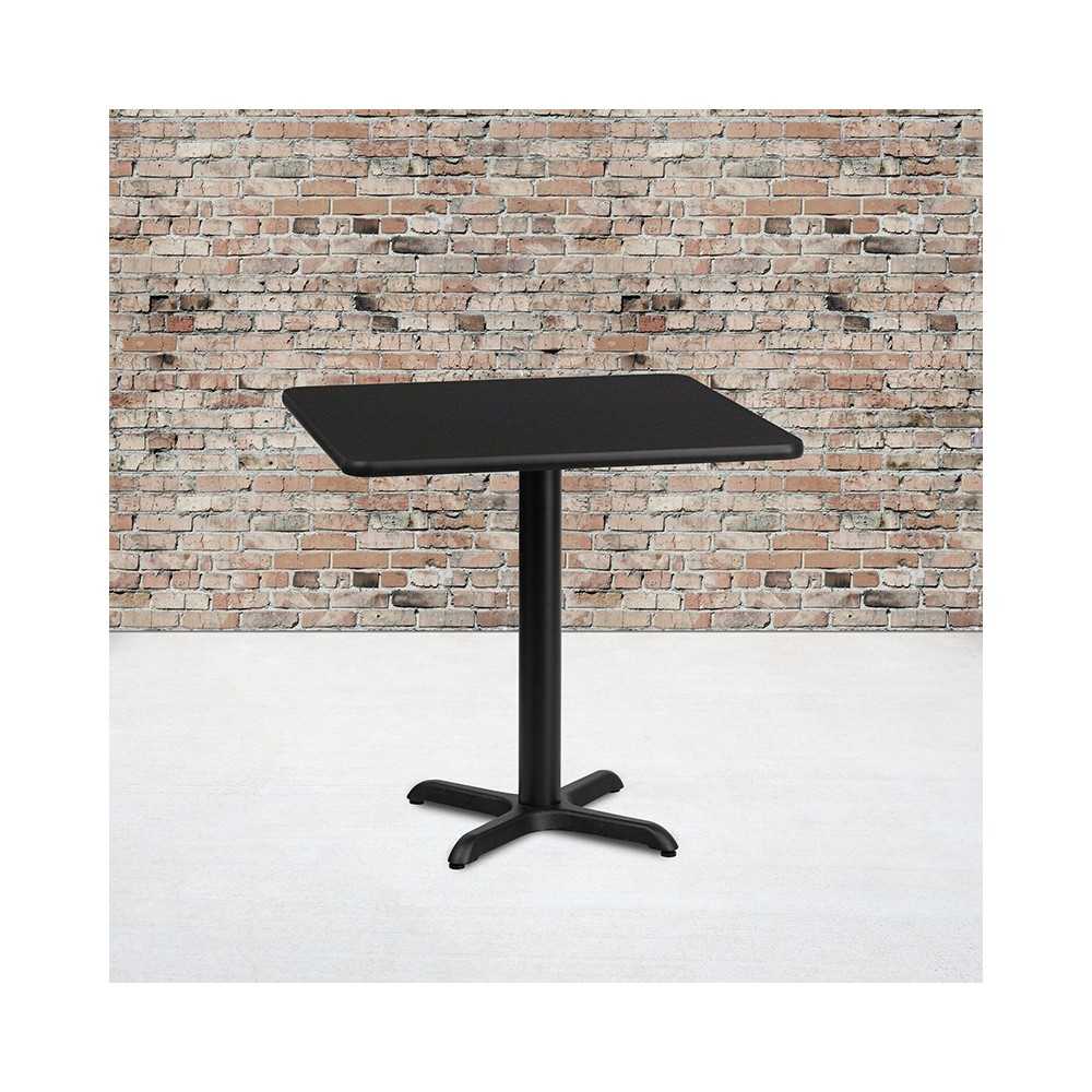 30'' Square Black Laminate Table Top with 22'' x 22'' Table Height Base