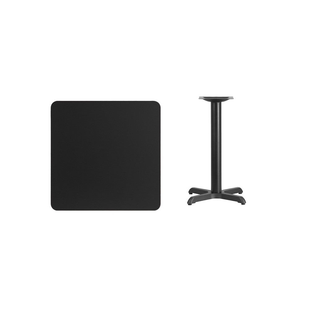 30'' Square Black Laminate Table Top with 22'' x 22'' Table Height Base