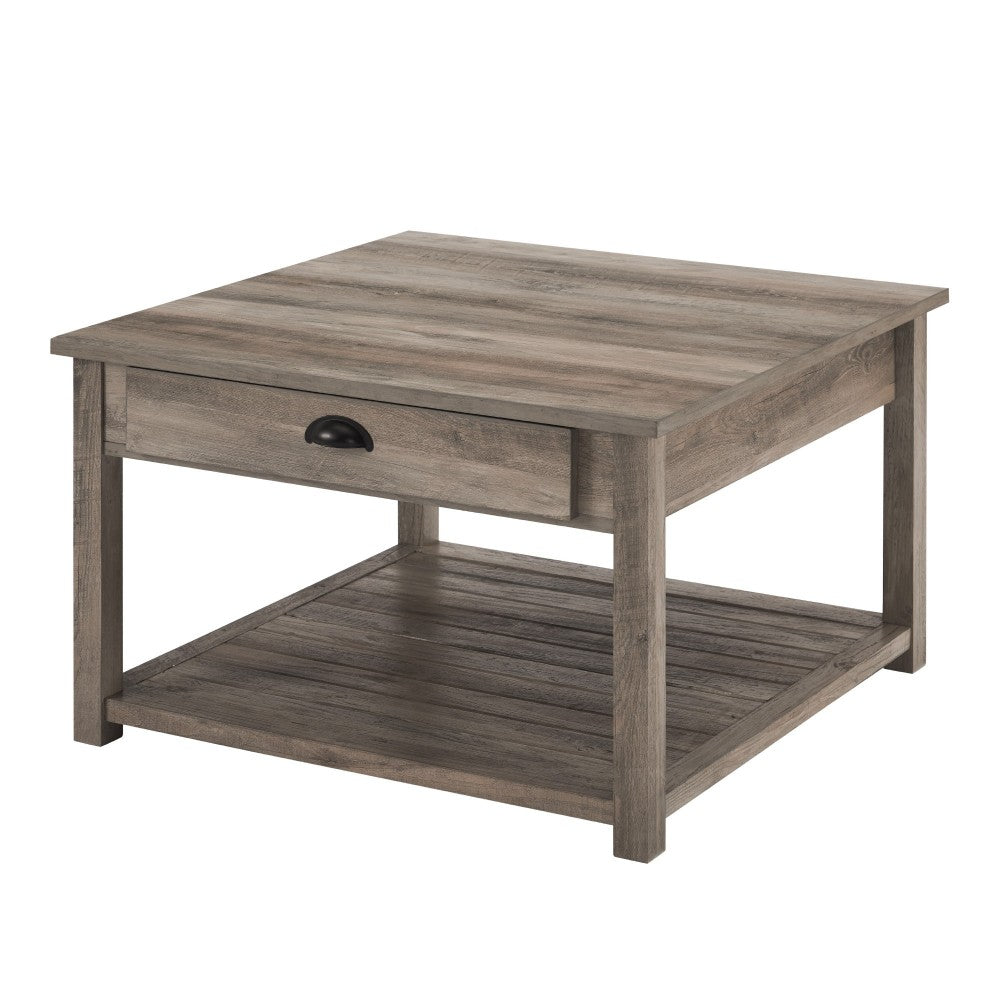 30" Square Country Coffee Table - Gray Wash