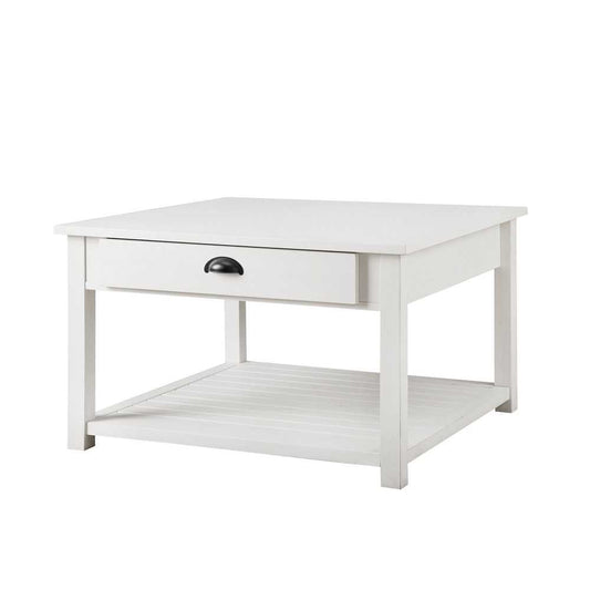 30" Square Country Coffee Table - Brushed White