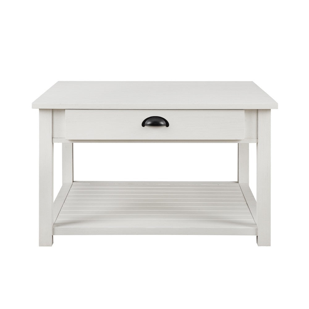 30" Square Country Coffee Table - Brushed White