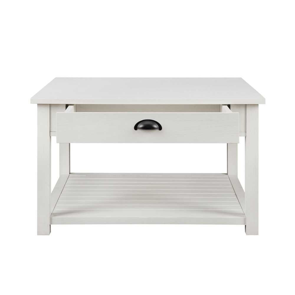 30" Square Country Coffee Table - Brushed White