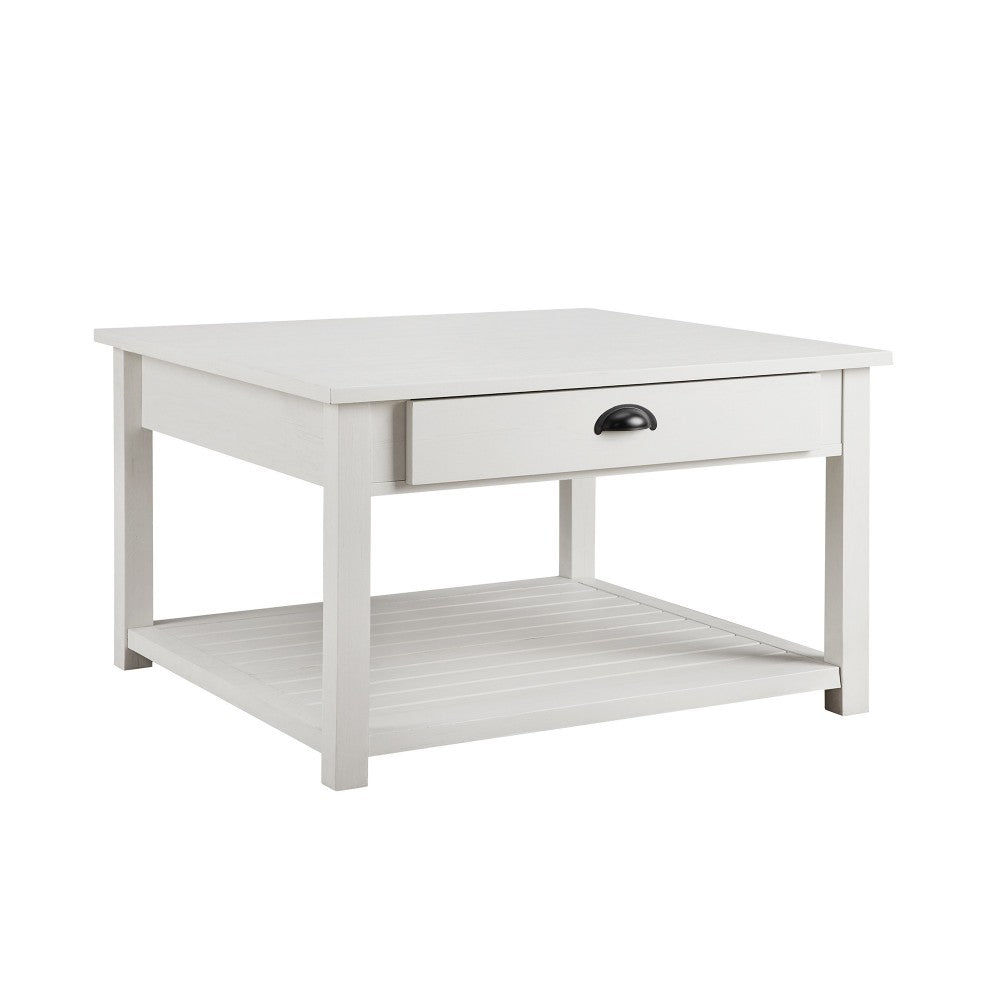 30" Square Country Coffee Table - Brushed White