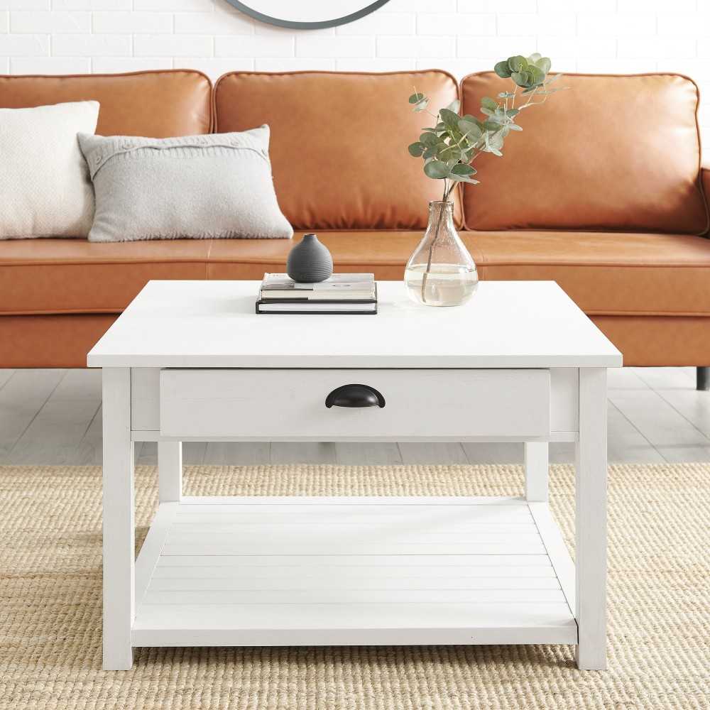 30" Square Country Coffee Table - Brushed White