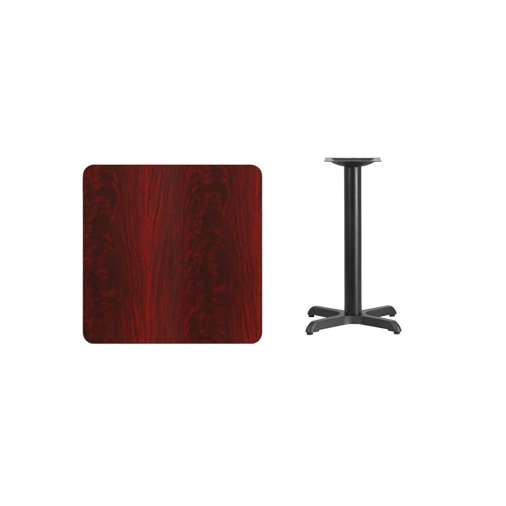 30'' Square Mahogany Laminate Table Top with 22'' x 22'' Table Height Base