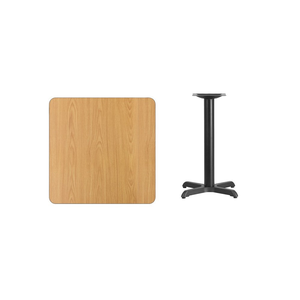 30'' Square Natural Laminate Table Top with 22'' x 22'' Table Height Base