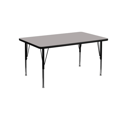 30''W x 48''L Rectangular Gray HP Laminate Activity Table - Height Adjustable Short Legs