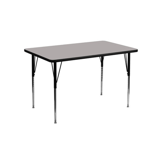 30''W x 48''L Rectangular Gray HP Laminate Activity Table - Standard Height Adjustable Legs