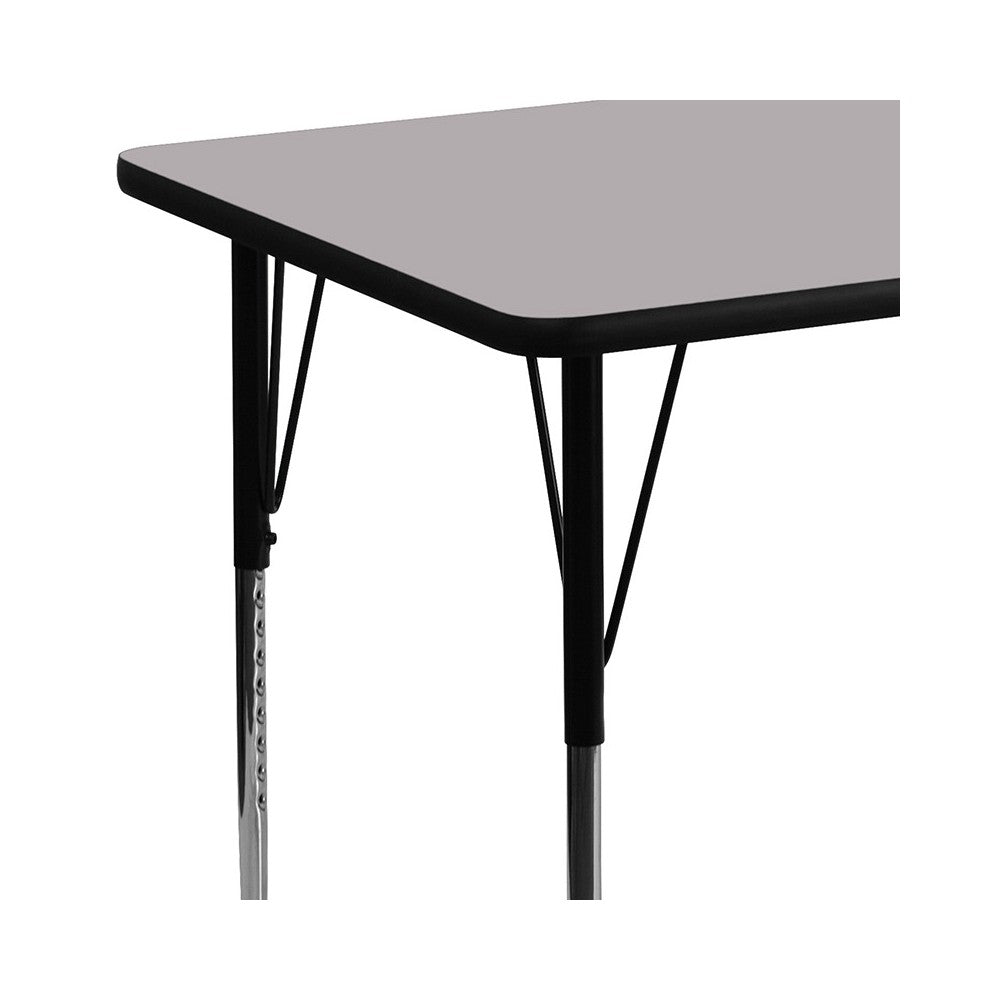 30''W x 48''L Rectangular Gray Thermal Laminate Activity Table - Standard Height Adjustable Legs