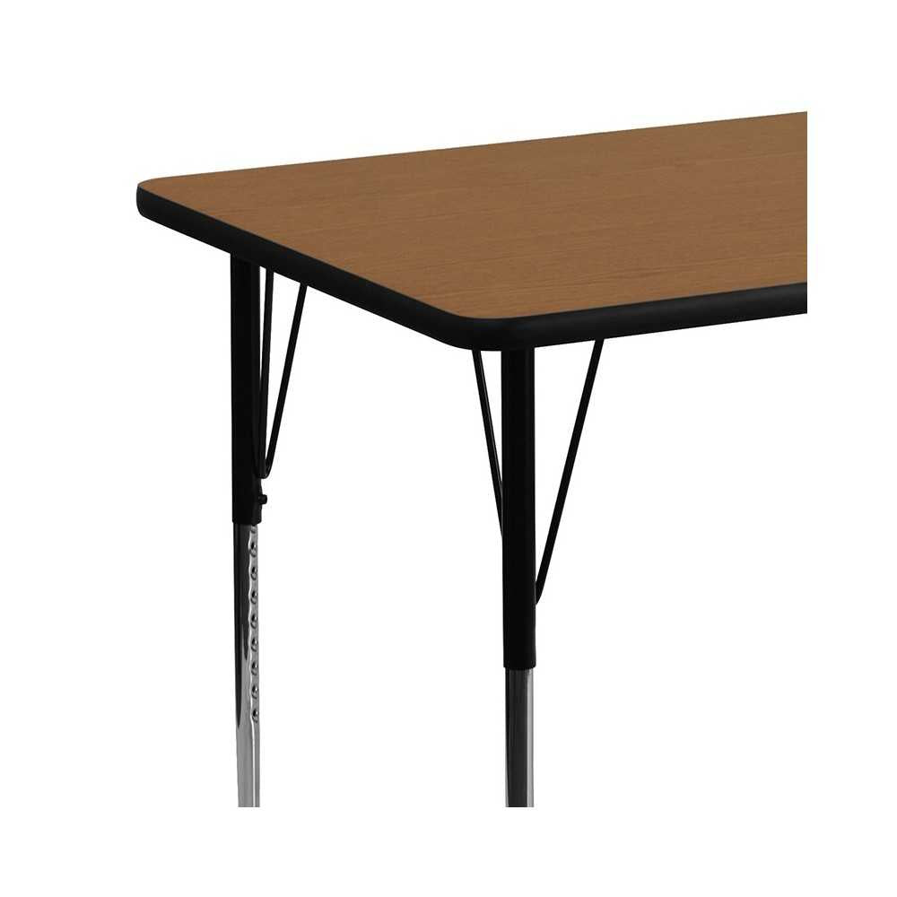 30''W x 48''L Rectangular Oak Thermal Laminate Activity Table - Standard Height Adjustable Legs