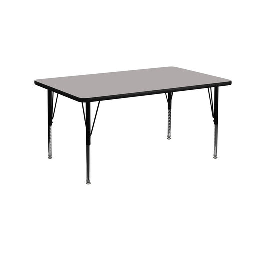 30''W x 60''L Rectangular Gray HP Laminate Activity Table - Height Adjustable Short Legs