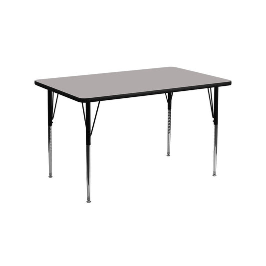 30''W x 60''L Rectangular Gray HP Laminate Activity Table - Standard Height Adjustable Legs