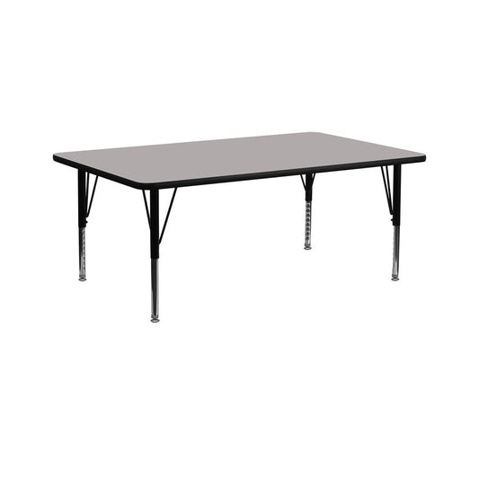 30''W x 72''L Rectangular Gray HP Laminate Activity Table - Height Adjustable Short Legs