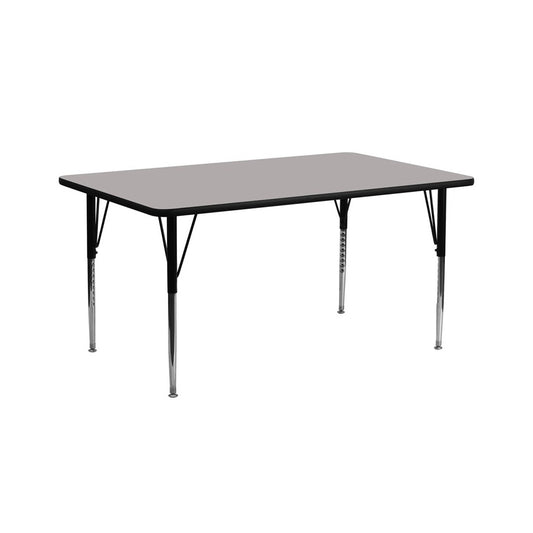 30''W x 72''L Rectangular Gray HP Laminate Activity Table - Standard Height Adjustable Legs